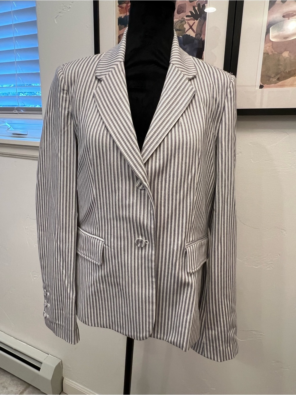 Amanda & Chelsea White and Navy Striped suit (jacket and skirt)